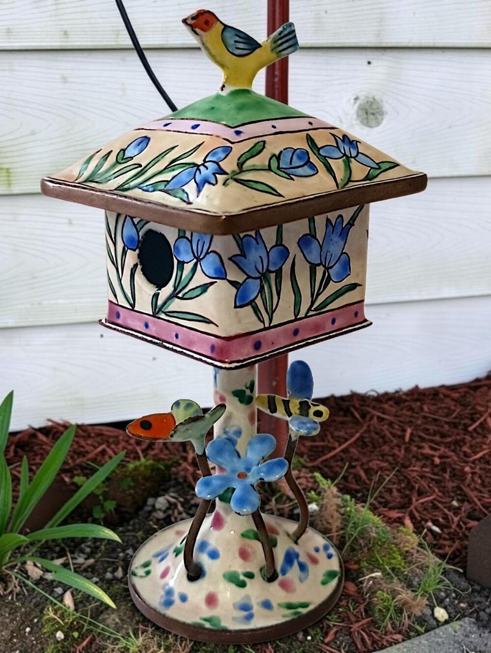 Vintage Kelvin Chen Birdhouse Miniature Handpainted Enamel Trinket Box 1999